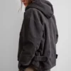 Loose Hooded Canvas Jacket – Black Melange