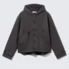 Loose Hooded Canvas Jacket – Black Melange