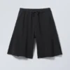 Loose Knee-Length Jersey Shorts – Washed Dark Grey