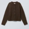 Loose Knitted Cardigan – Dark Brown Melange