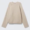Loose Knitted Raglan Sweater – Beige