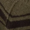 Loose Knitted Raglan Sweater – Striped Khaki Green