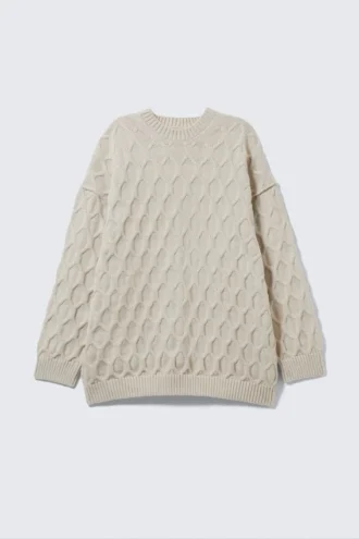 Loose Knitted Structure Sweater – Light Mole