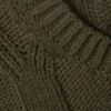 Loose Knitted Structured Sweater – Dark Khaki Green