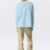 Loose Long-Sleeved Henley T-Shirt – Light Blue
