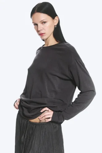 Loose Long-Sleeved T-Shirt – Dark Grey