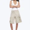 Loose Low Rise Cargo Shorts – Light Beige – Camouflage