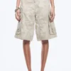 Loose Low Rise Cargo Shorts – Light Beige – Camouflage