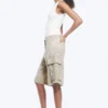 Loose Low Rise Cargo Shorts – Light Beige – Camouflage