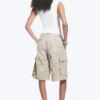 Loose Low Rise Cargo Shorts – Light Beige – Camouflage