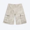 Loose Low Rise Cargo Shorts – Light Beige – Camouflage