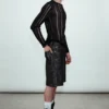 Loose Low Rise Coated Denim Shorts – Black