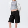 Loose Low Rise Three-Quarter Length Suiting Shorts – Black
