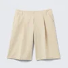 Loose Low Rise Three-Quarter Length Suiting Shorts – Light Beige
