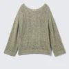 Loose Open-Knit Side Slit Sweater – Khaki Green