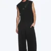 Loose Pleated Sweatpants – Dark Black