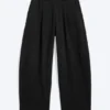 Loose Pleated Sweatpants – Dark Black