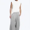 Loose Pleated Sweatpants – Grey Melange
