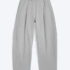 Loose Pleated Sweatpants – Grey Melange
