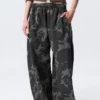 Loose Printed Cotton Terry Sweatpants – Dark Grey – Camo