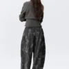 Loose Printed Cotton Terry Sweatpants – Dark Grey – Camo