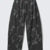 Loose Printed Cotton Terry Sweatpants – Dark Grey – Camo