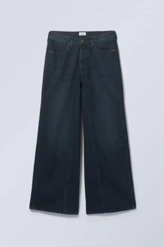 Loose Regular Waist Wide Jeans – Blue Layer
