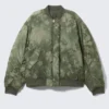 Loose Reversible Bomber Jacket – Dark Khaki – Floral