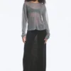 Loose Sheer Knitted Sweater – Grey Melange