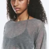 Loose Sheer Knitted Sweater – Grey Melange