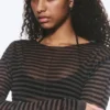 Loose Sheer Knitted Sweater – Striped Dark Grey