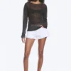Loose Sheer Knitted Sweater – Striped Dark Grey