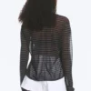 Loose Sheer Knitted Sweater – Striped Dark Grey