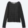Loose Sheer Knitted Sweater – Striped Dark Grey
