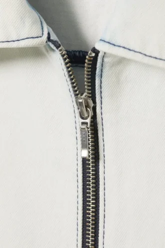 Loose Short Sleeve Denim Zip Shirt – Blotch Blue