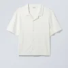 Loose Short Sleeve Linen Blend Shirt – Dusty White