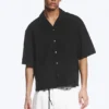 Loose Short-Sleeved Resort Shirt – Black