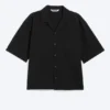 Loose Short-Sleeved Resort Shirt – Black