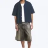 Loose Short-Sleeved Resort Shirt – Checked Dark Blue
