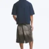 Loose Short-Sleeved Resort Shirt – Checked Dark Blue