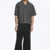 Loose Short-Sleeved Resort Shirt – Checked Grey