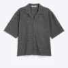 Loose Short-Sleeved Resort Shirt – Checked Grey