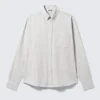 Loose Structured Button-Down Shirt – Checked Grey
