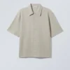 Loose Structured Short Sleeve Shirt – Light Beige