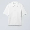 Loose Structured Short Sleeve Shirt – White