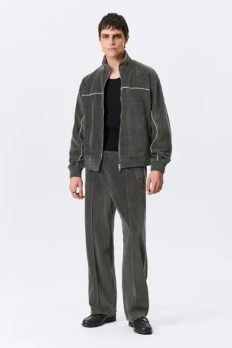 Loose Velour Track Jacket – Dark Grey