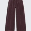 Loose Washed Velvet Track Trousers – Washed Dark Purple