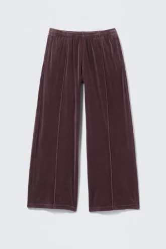 Loose Washed Velvet Track Trousers – Washed Dark Purple