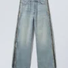 Loose Wide Leg Zip Jeans – Seventeen Blue – Medium Blue
