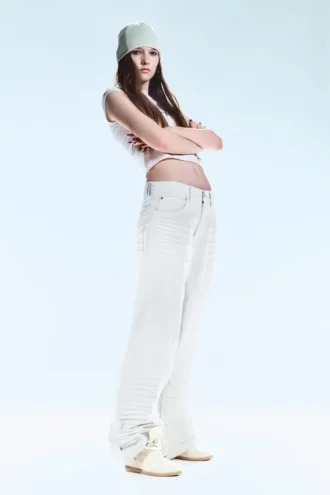 Looser Regular Waist Loose Straight Jeans – Creased White – White | Cheap Monday Gb